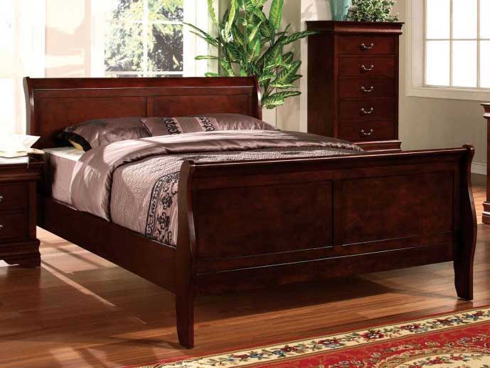 Traditional Style Louis Philippe Eastern King Size Solid Pine Sleigh Bed  with Headboard & Footboard - Bed Bath & Beyond - 35464995