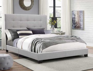 Crown Mark Florence Gray Upholstered Panel Bed Full size
