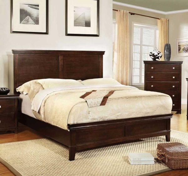 SPRUCE CONTEMPORARY PANEL BED BROWN CHERRY